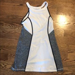 Athleta tennis dress- white, black, and gray